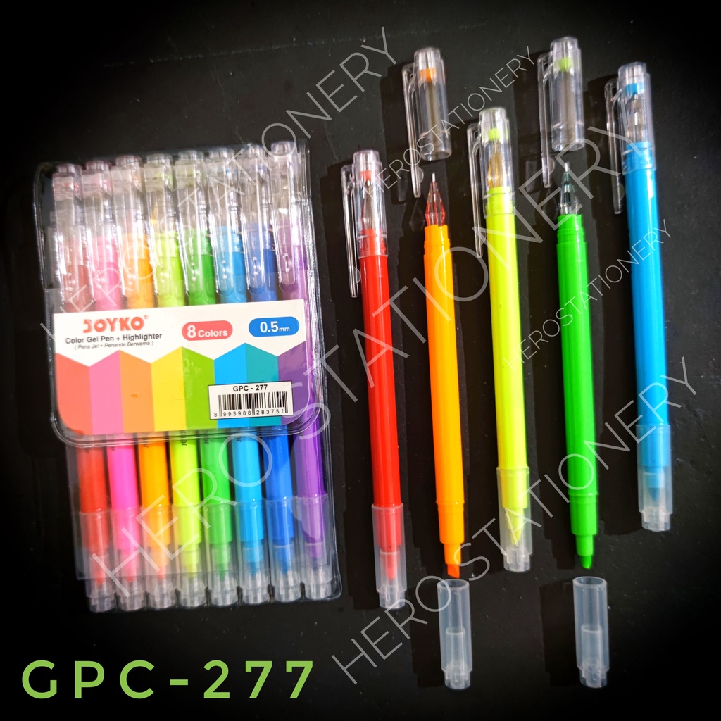 

Joyko pen gel dan highlighter set 8 warna 0.5 mm GPC-277