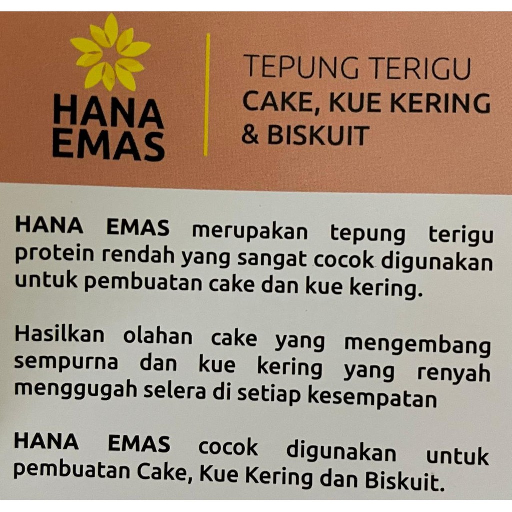 Tepung Terigu Hana Emas 1kg - Terigu Protein Rendah