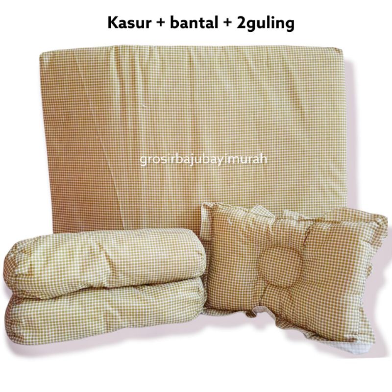 kasur bayi set bantal guling motif KOTAK perlengkapan tidur bayi baru lahir