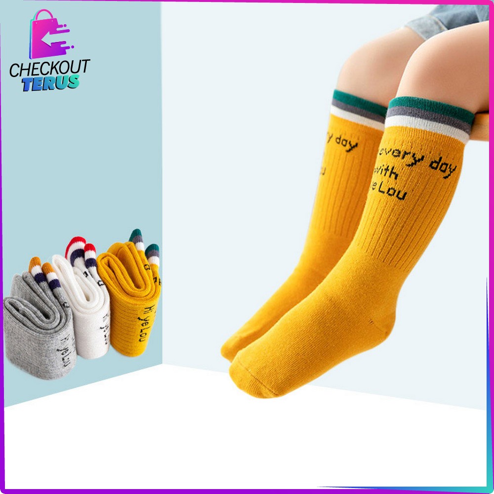 CT P209 Kaos Kaki Panjang Bayi Motif Garis Anak Perempuan dan Laki Laki Kaus Kaki Bayi Anti Slip Baby Long Tube Socks Kids