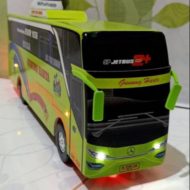 miniatur bus bis shd gunung harta plus lampu