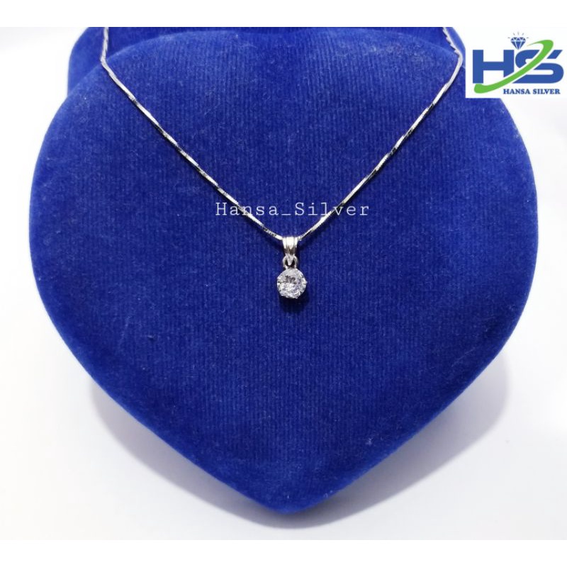 Kalung Perak Wanita Asli Silver 925 Lapis Emas Putih Cassandra Italy Liontin Desi - Kalung Wanita Anti Karat