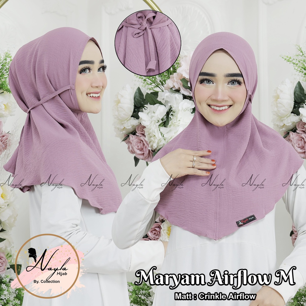 BERGO MARYAM  AIRFLOW  NON PET SIZE M HIJAB INSTAN TALI CRINKLE AIRFLOW NAYLA HIJA'B