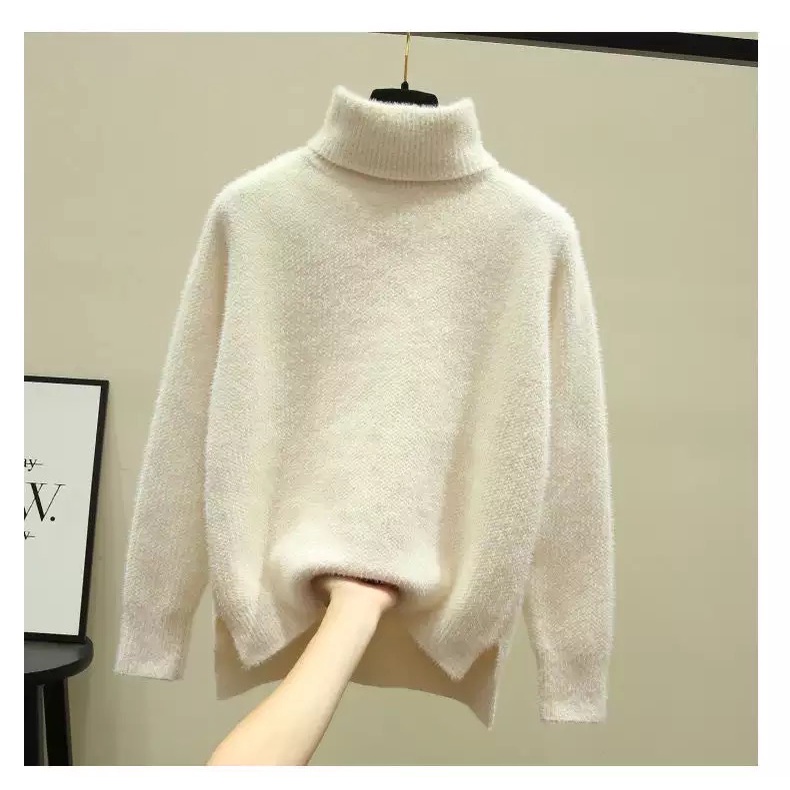 Sweater Turtleneck Wanita Rajut Tebal Halus