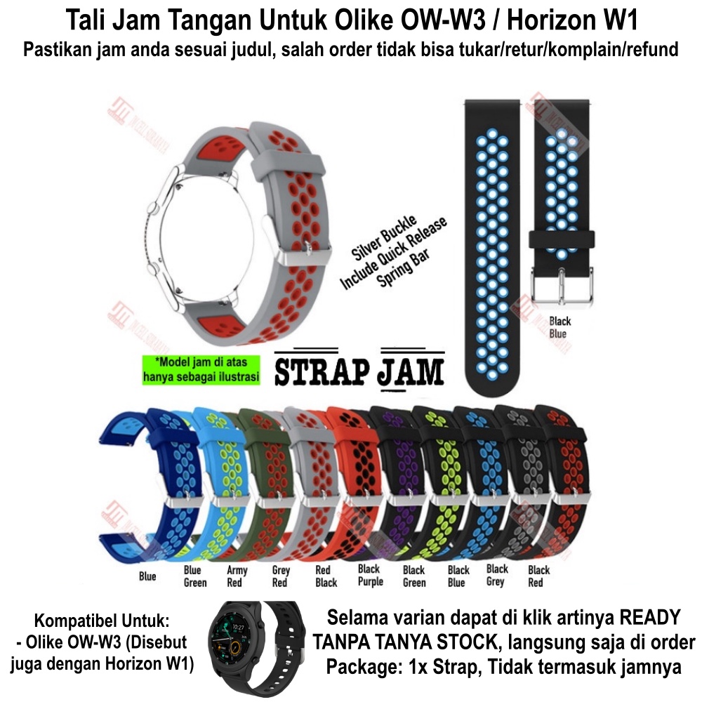 NSB Tali Jam Olike OW-W3 Horizon W1 - Strap 20mm Silikon Lubang Silver Buckle