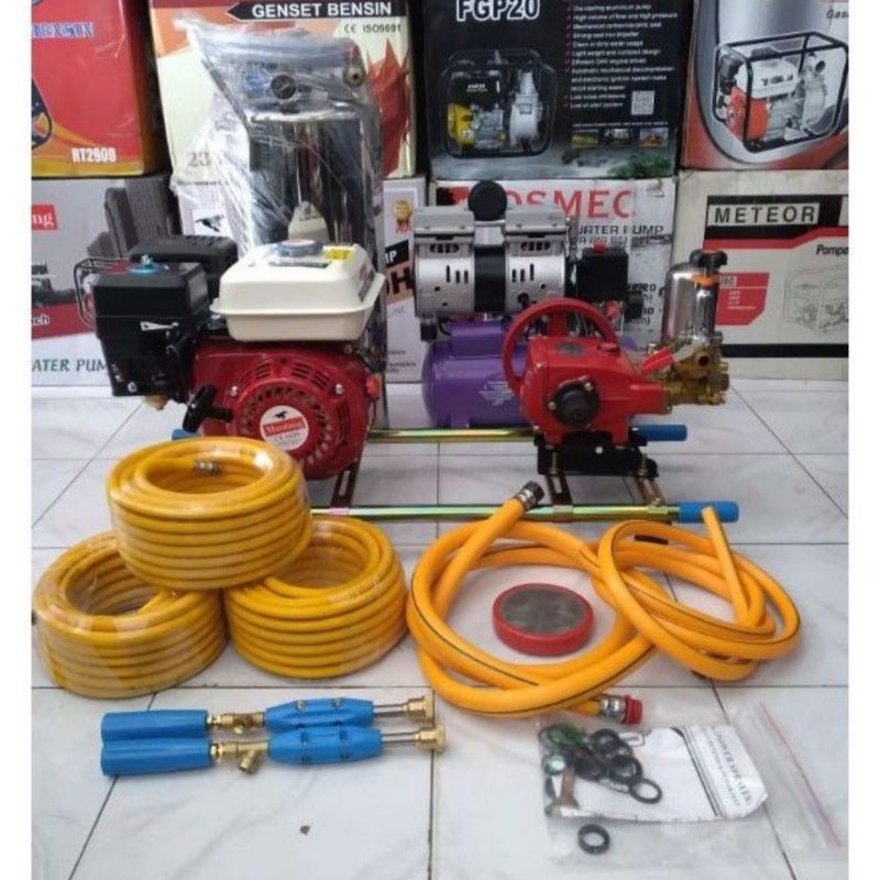 Steam bensin lengkap+kompresor basic+Tabung salju 20liter stainless