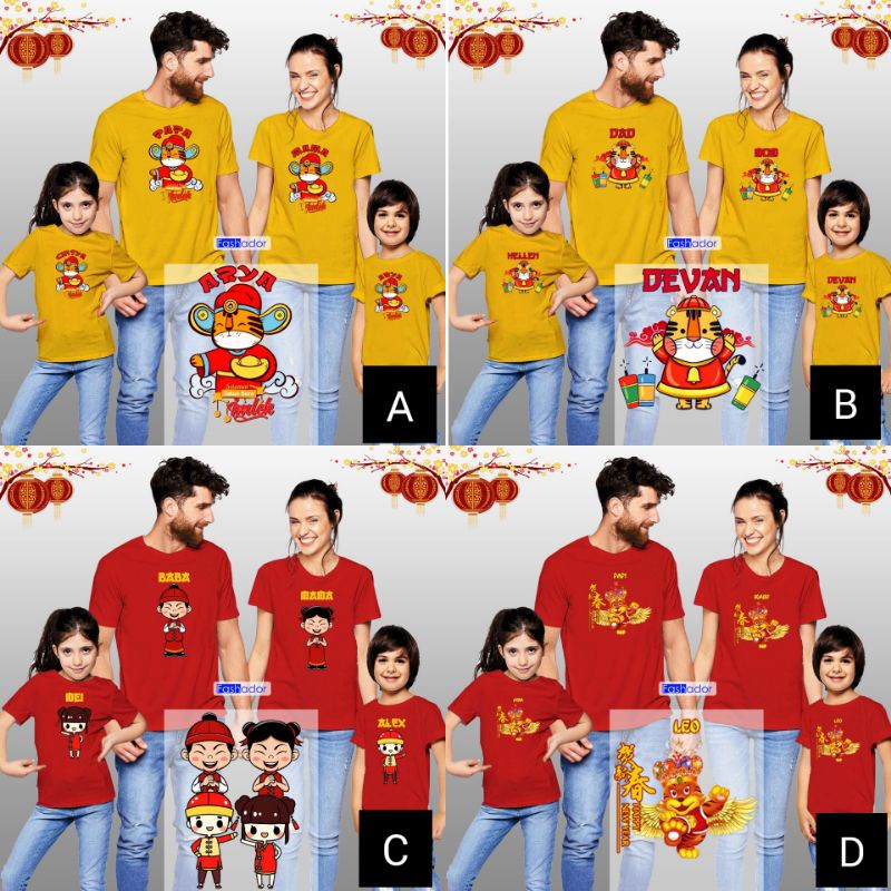 GRATIS CUSTOM NAMA Kaos/Baju Imlek/Sincia Couple Keluarga Ayah Ibu Anak Terbaru 2022 Year of the Tig