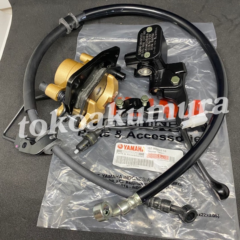 Master rem Assy HITAM + selang + Kaliper cakram Depan Yamaha Mio New/Mx/Mio soul karbu