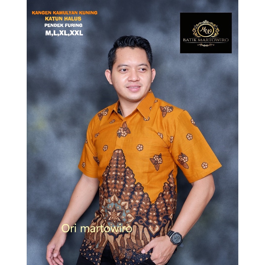 KEMEJA BATIK PRIA KUNING MUSTARD terbaru 2021 BATIK S M L XL XXL BAJU PREMIUM BSO OFFICIAL