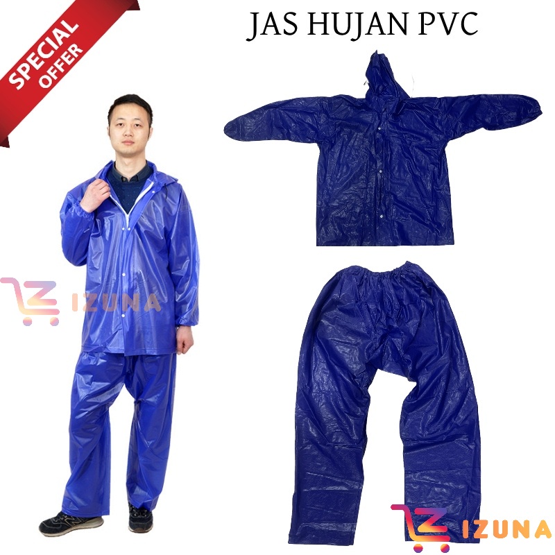 [IZUNA] JAS HUJAN PVC SF / BAJU HUJAN TEBAL / JAS HUJAN DEWASA TEBAL ALLSIZE