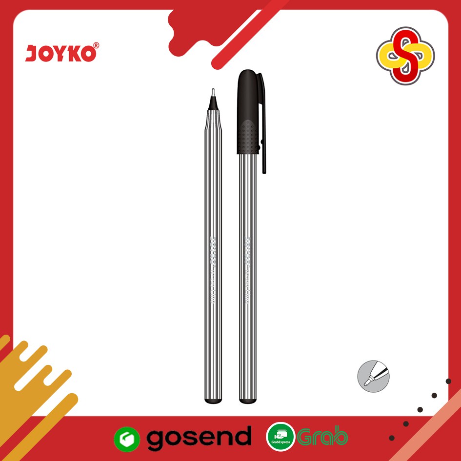 Ball Pen / Pulpen / Pena Joyko BP-249 Lino 0.7 mm Isi 12 pcs - Hitam