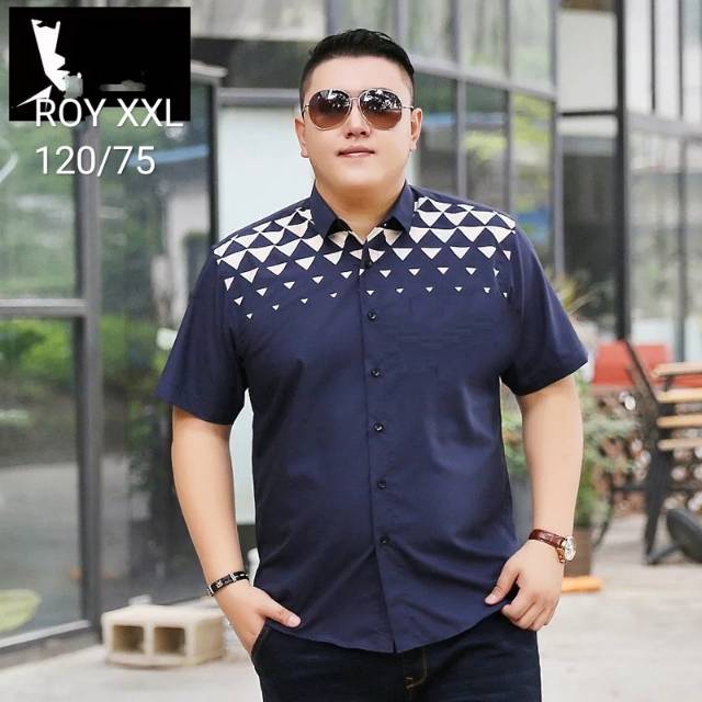 TOTOTAshop.Kemeja ROY pria,2 ukuran XXL &amp; 3XL bahan cotton popline will premium,motif printing halus