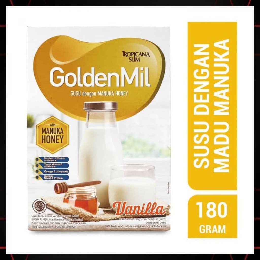 

TROPICANA SLIM GOLDENMIL VANILLA (6 SCH) - DENGAN MANUKA HONEY