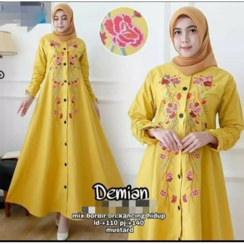 [ COD ] OA Baju Wanita Gamis Levis Bordir - Gamis bordir Jeans