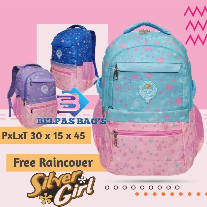 Tas sekolah anak perempuan tas ransel import silver girl by alto 71195E