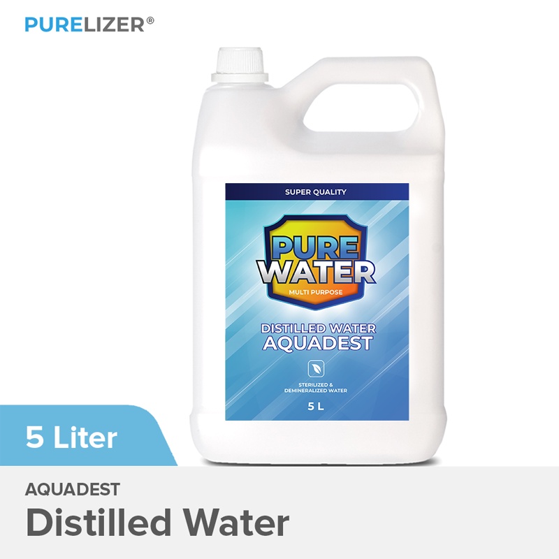 PURE WATER Aquadest / Distilled Water 5 Liter Air Suling 5000 Ml