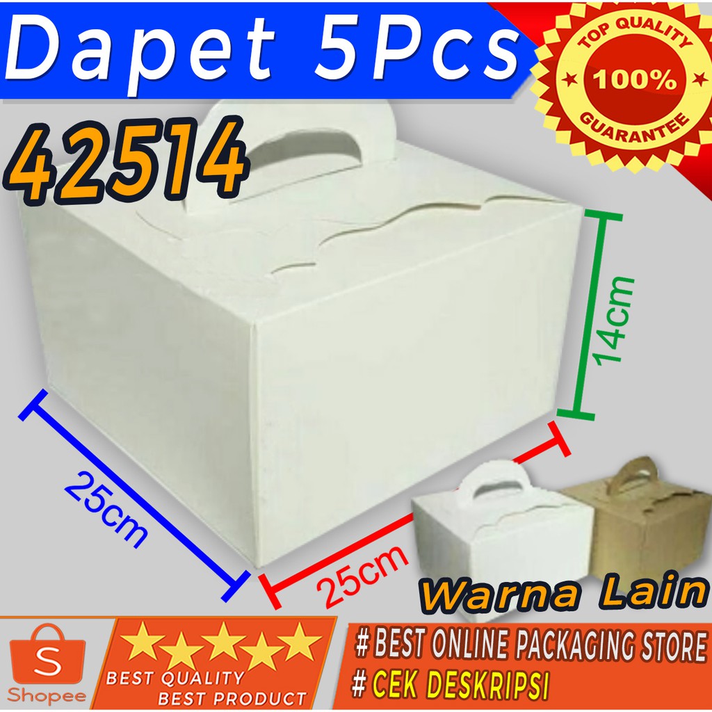 

DUS KUE CANTIK / GIFT BOX ELEGAN / BOX KUE 25X25X14CM 42514 isi 5bh