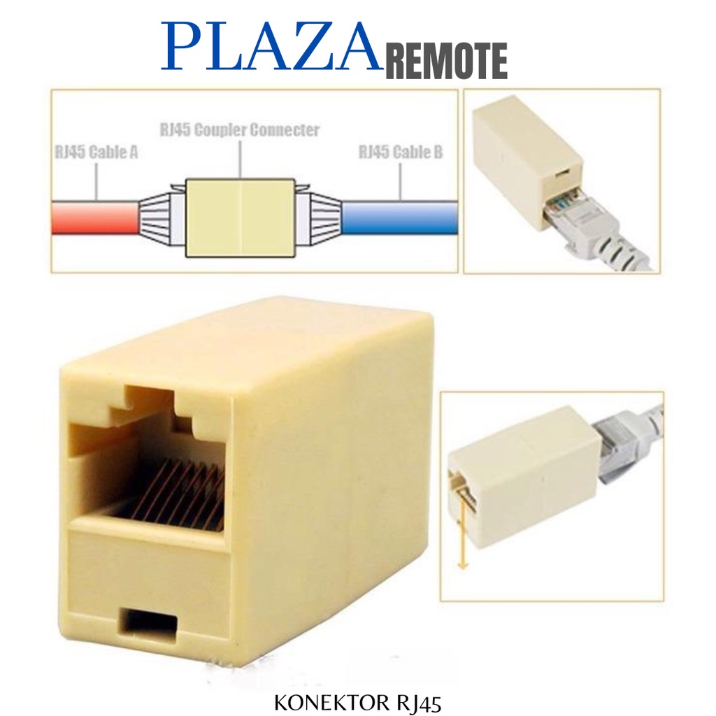 BAREL KONEKTOR RJ45 LURUS CREAM CAT5 CAT5S CAT6 COUPLER FEMAIL TO FEMAIL