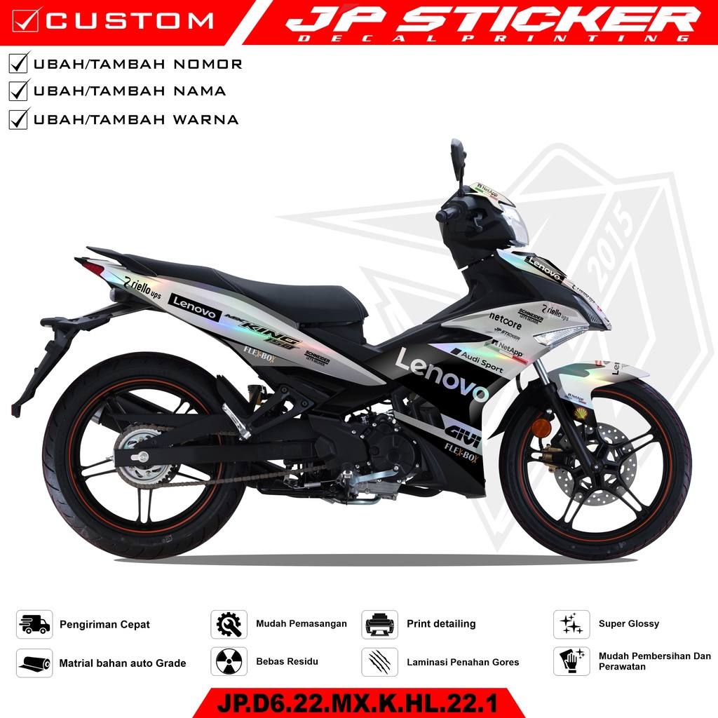 Jual Sticker Decal MX King Hologram Pelangi, Chrome - Dekal Stiker Full ...