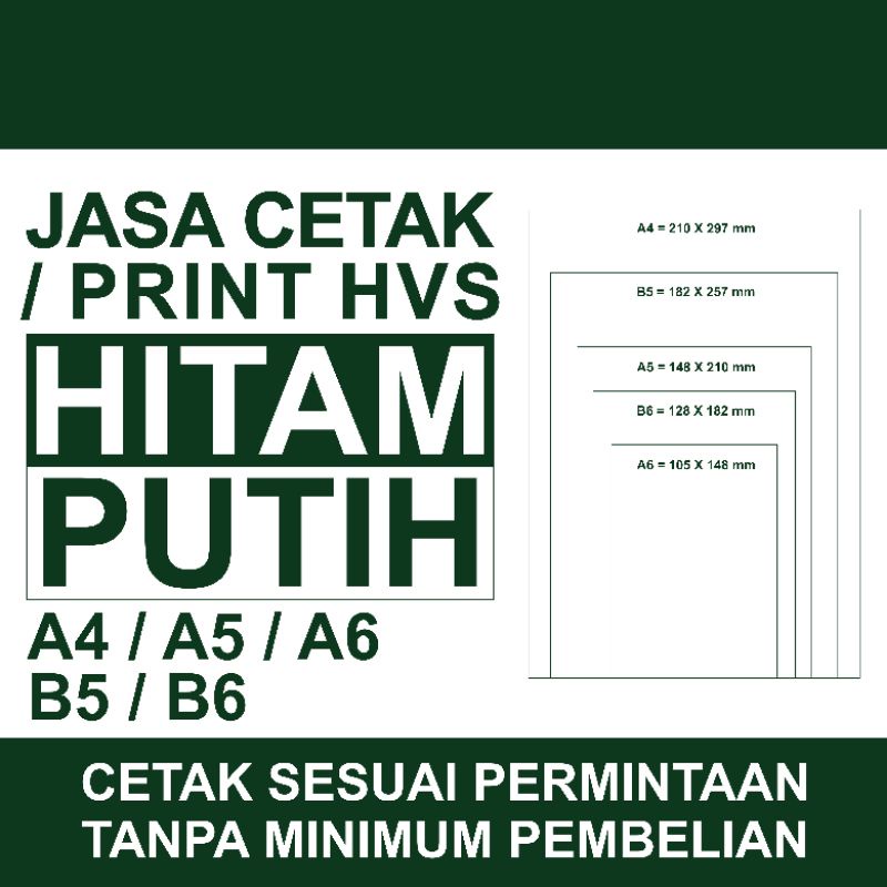 

Cetak/Print HVS 70/75 gsm hitam putih