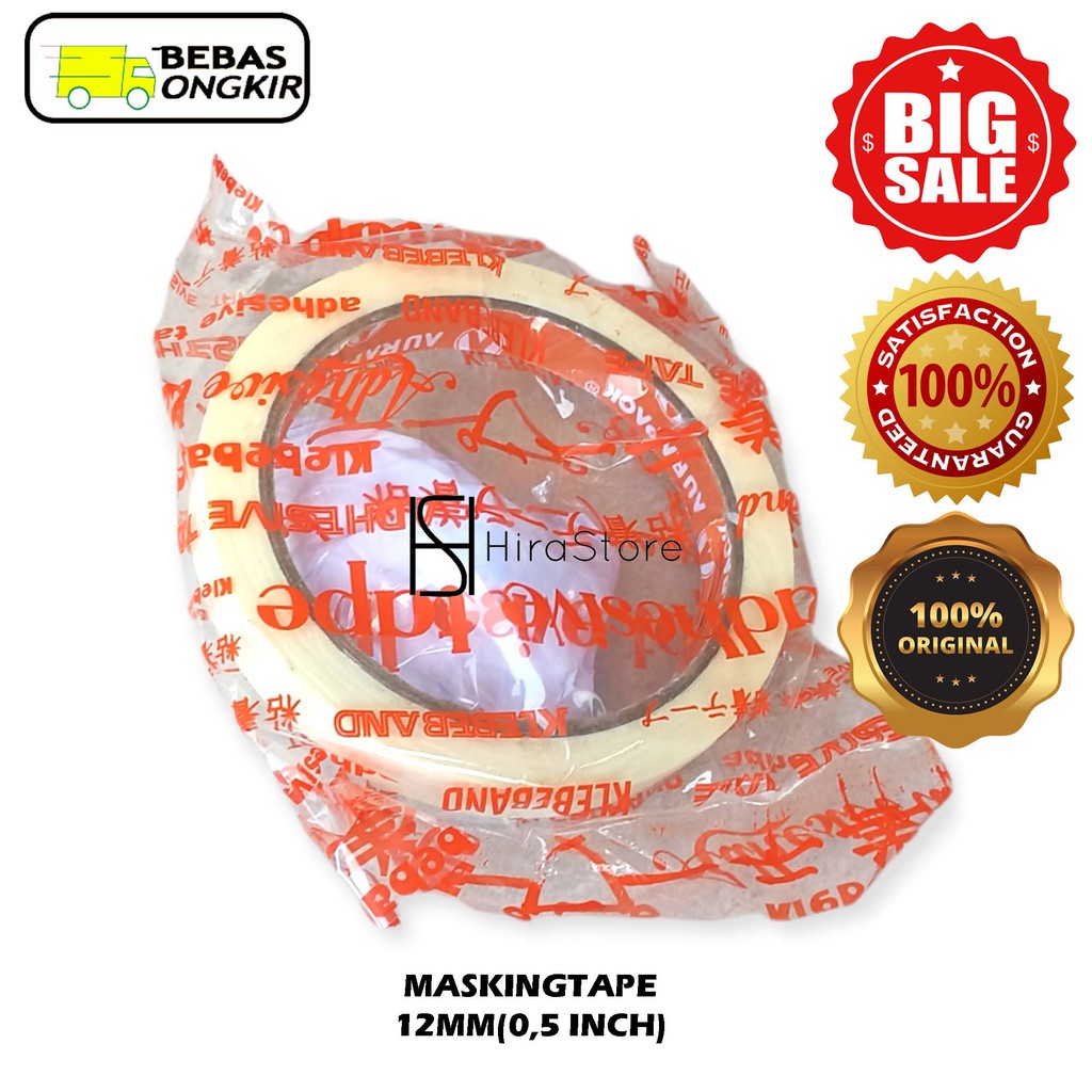 

Masking Tape 12 mm x 20 meter Premium Quality / Lakban Kertas Murah