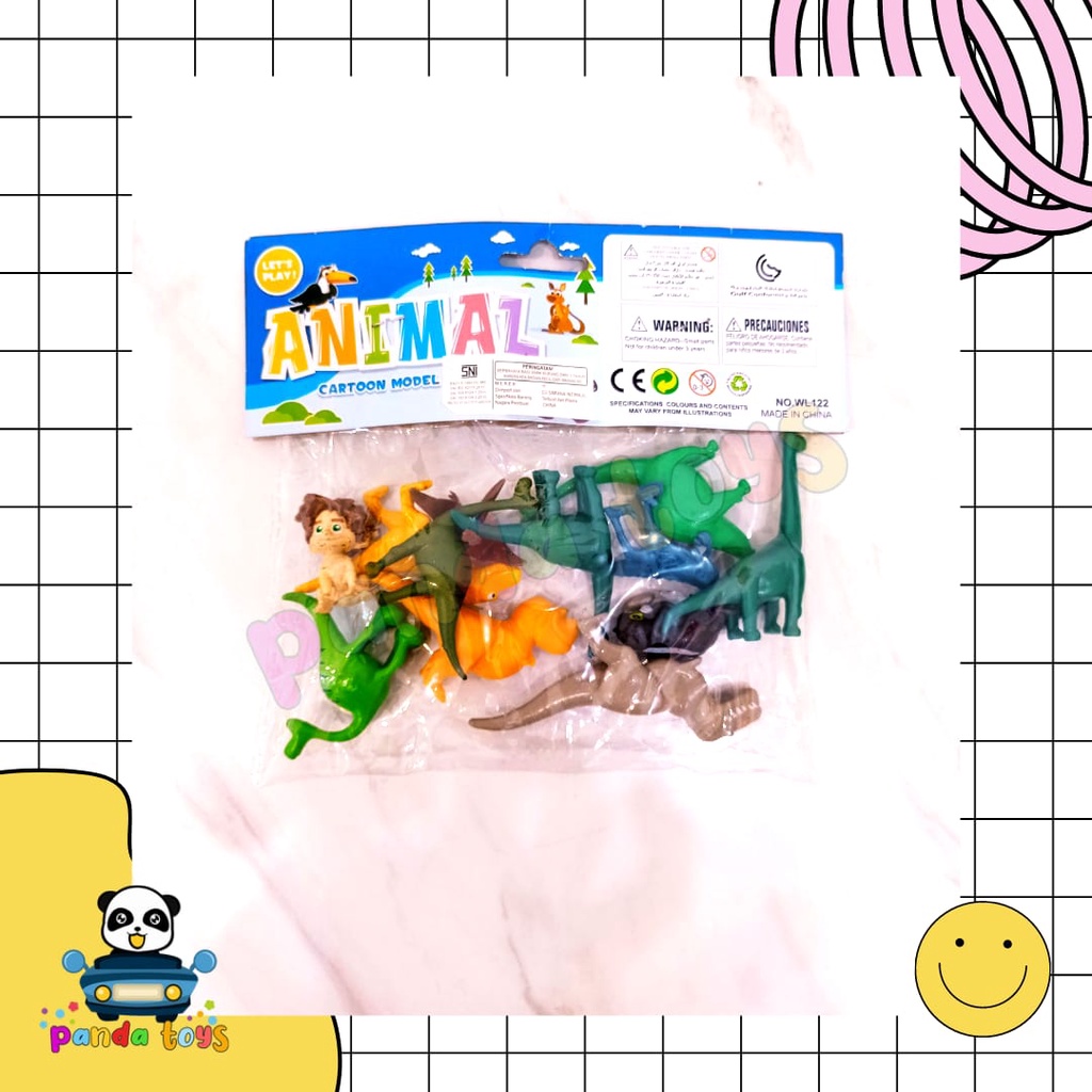 PANDA TOYS SEMARANG ANIMAL CARTOON DINO 12PCS WL123