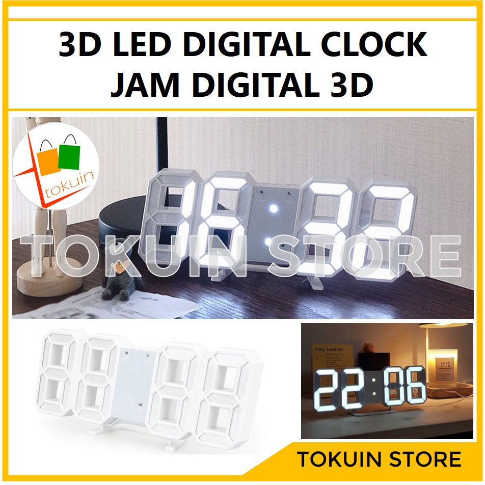 Jam LED Digital Alarm Clock 3D Jam Weker Meja Dinding LED Digital Unik