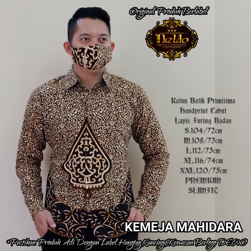 MAHIDARA 2 Atasan Kemeja Baju Batik Pria Lengan Panjang PREMIUM Modern LAPIS FURING DEWO