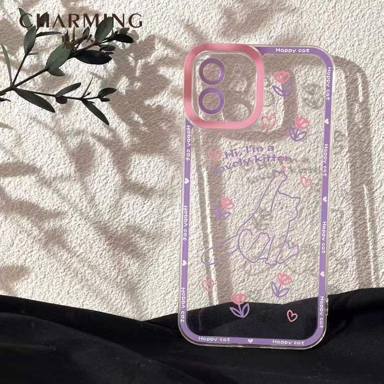 Soft Case TPU Transparan Motif Kucing Untuk Iphone 14 13 Pro Max 12 11 XS XR X 8 7 6 Plus Mini SE 2020