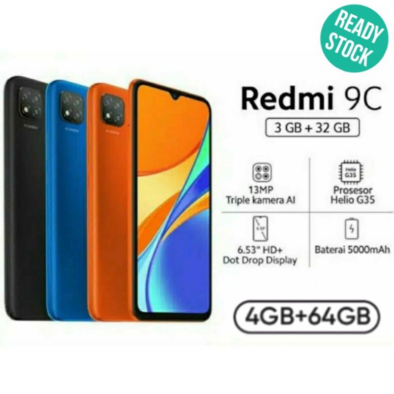 Xiaomi Redmi 9C Ram 4GB 64GB 4/64 3/32 Garansi Resmi - NEW ORIGINAL - Redmi 9A
