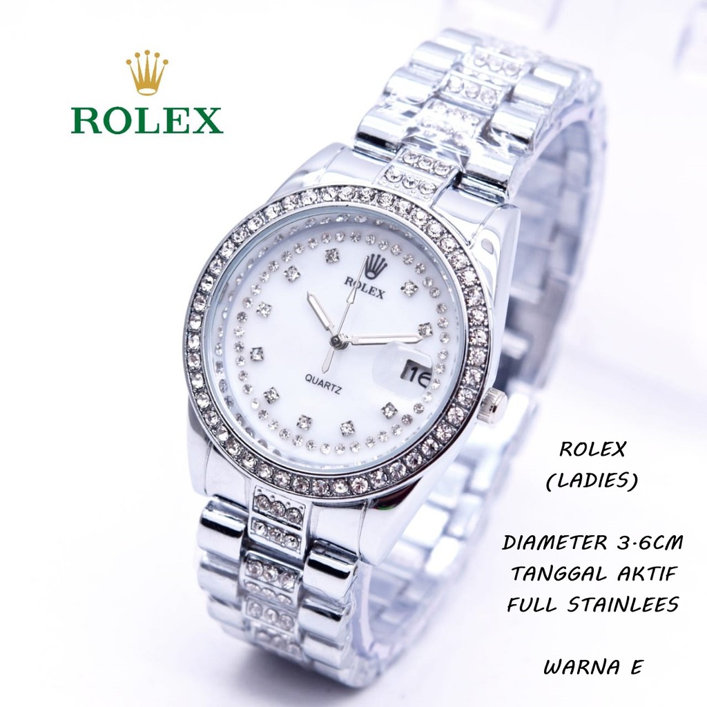 Jam Tangan Wanita/Cewek ROLEX Rantai tanggal aktif ada diamond