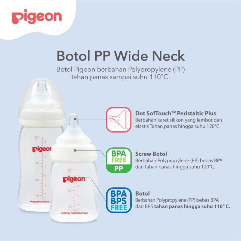 PIGEON Botol Susu SofTouch Peristaltic Plus Wide Neck 160ml