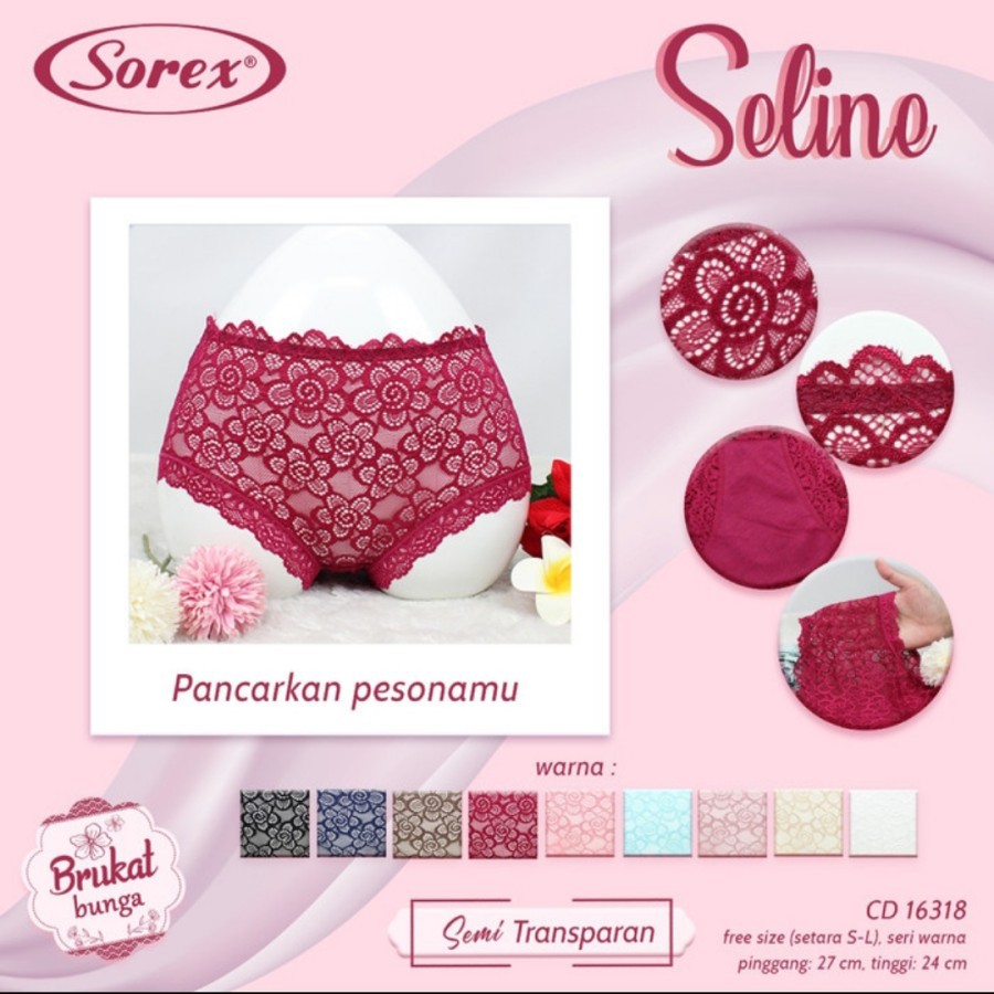 CELANA DALAM SOREX WANITA FASHION SEMI TRANSPARAN MOTIF FLOWER ELEGAN