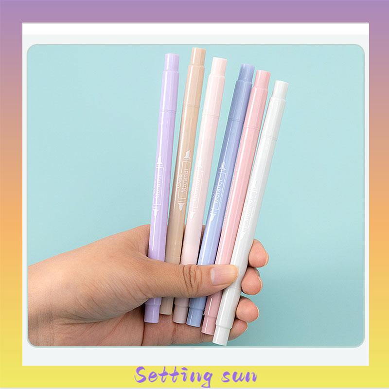 6PCS Spidol Highlighter Dua Sisi Ujung Lembut TN