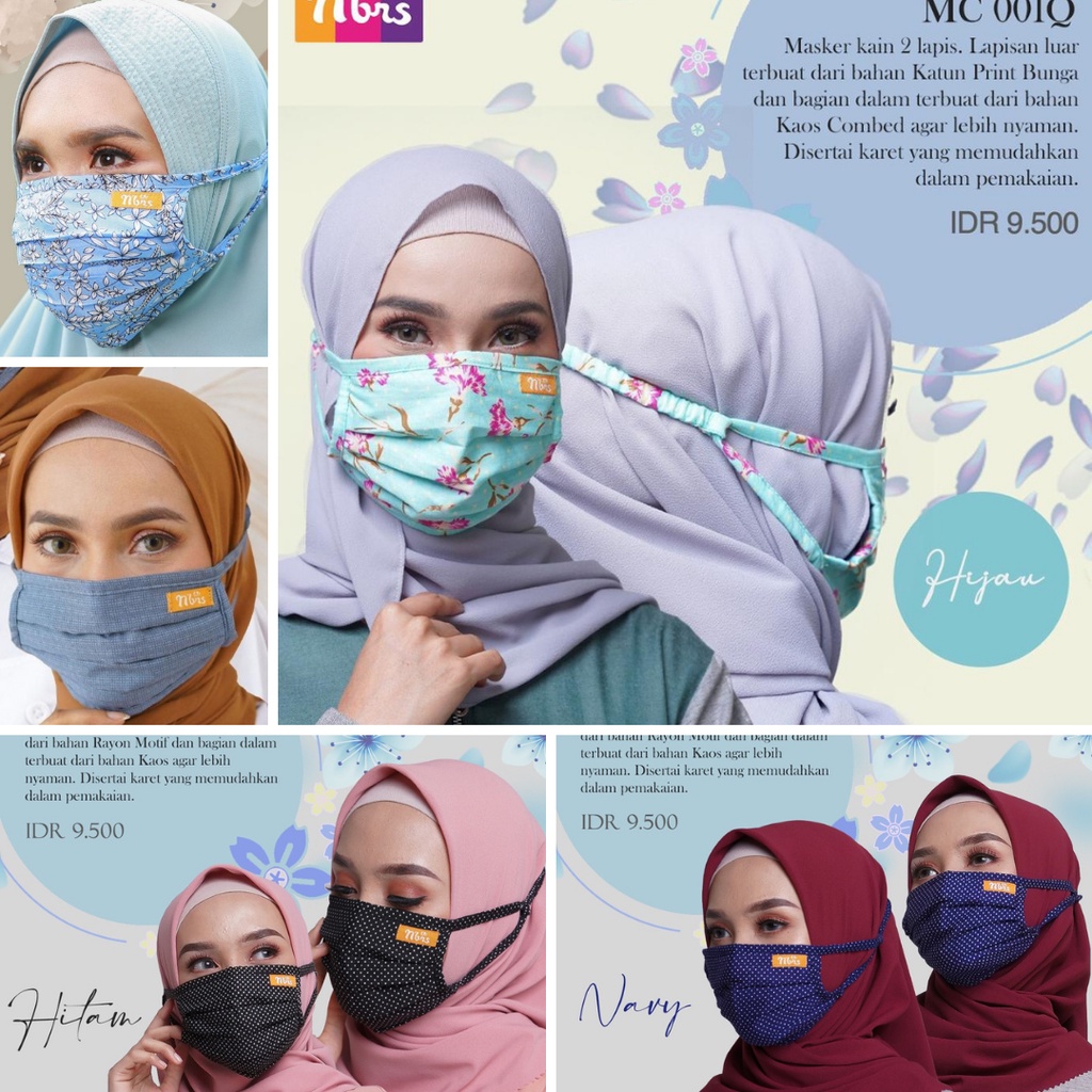 Masker Nibras Masker kain 2 ply MC 001 MC 002 MC 01 MC 02 Masker Hijab Masker 2Ply Masker Aurany