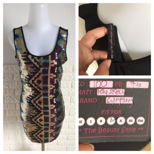 Baju Second Preloved Blouse Atasan Full Sequine Fit L