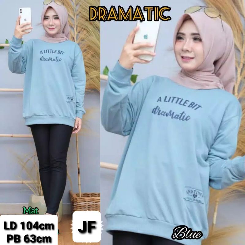 JF Atasan Kaos Lengan Panjang Wanita / Kaos Sweater Wanita Muslimah Terbaru LITTLE BIT DRAMATIC LD 104