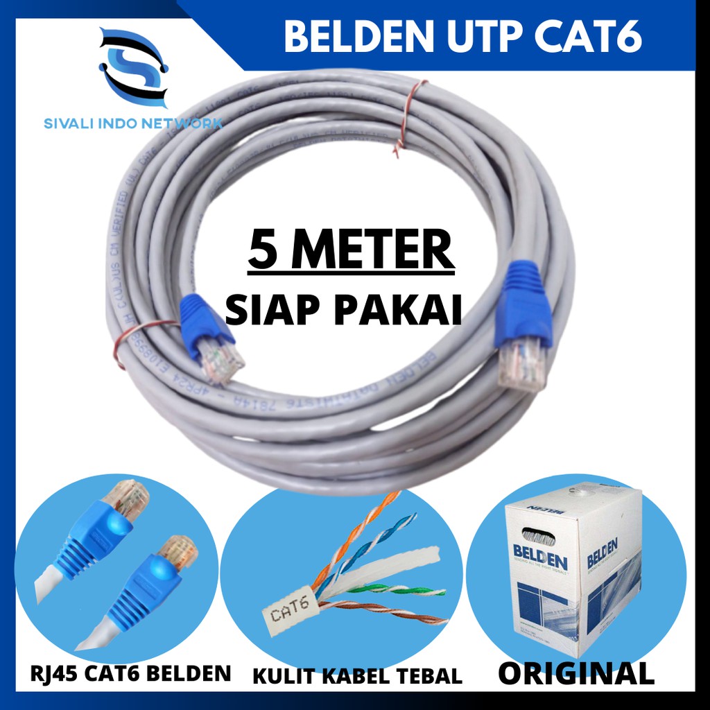 5 METER KABEL LAN BELDEN / KABEL LAN UTP CAT 6 ORIGINAL