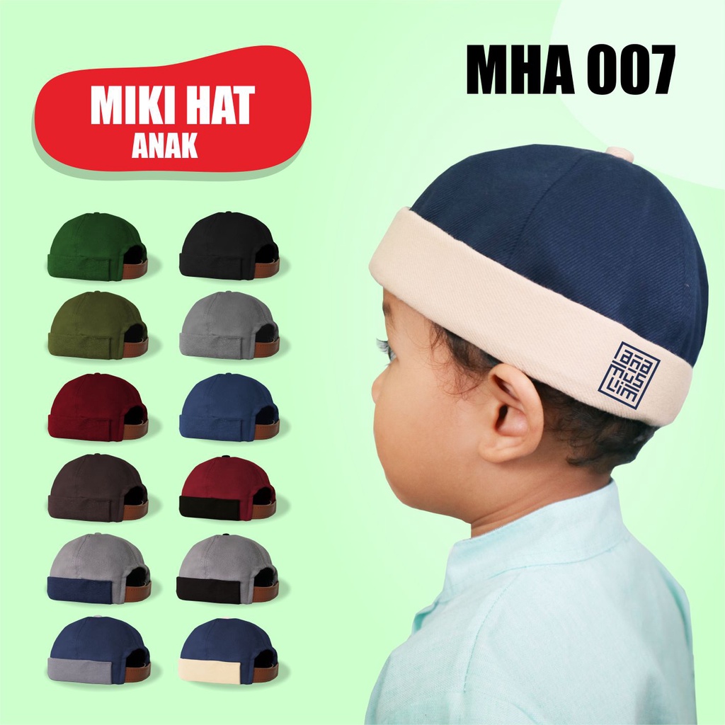 Peci Anak Miki Hat Polos Desain Kaligrafi Ana Muslim Kufi Kopiah Uas Topi Brimless Mikihat Kopyah An