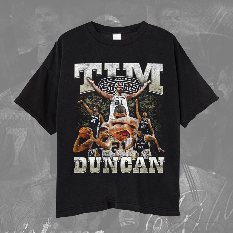 NBA Tim Duncan T-shirt/Kaos Basket Ball Vintage Washing TIM DUNCAN Unisex