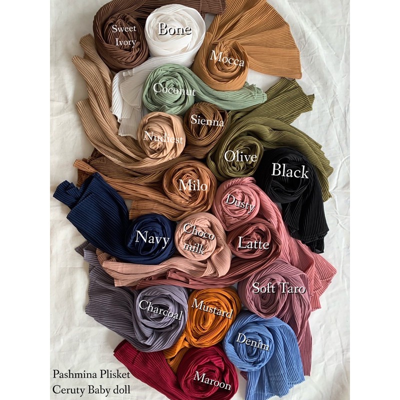 Pashmina Plisket Ceruty Baby Doll /Pleated Scraft