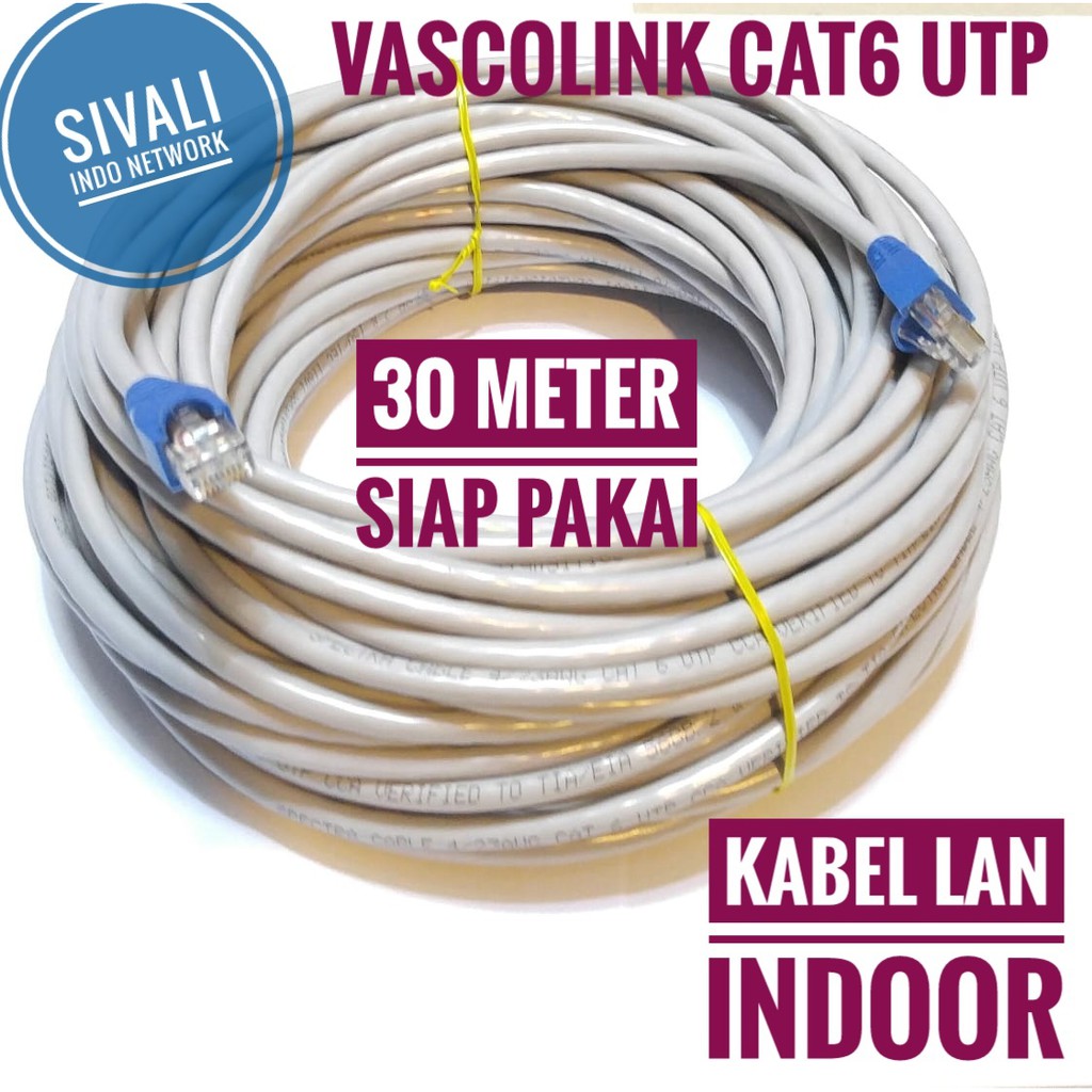 30 METER VASCOLINK KABEL LAN UTP CAT6 SIAP PAKAI