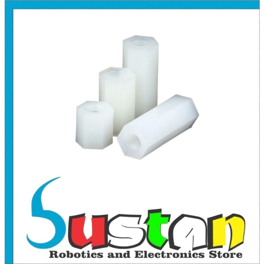 SPACER NYLON FF M3X50MM M3 50MM PLASTIK PENYANGGA PCB DUDUKAN M3X50
