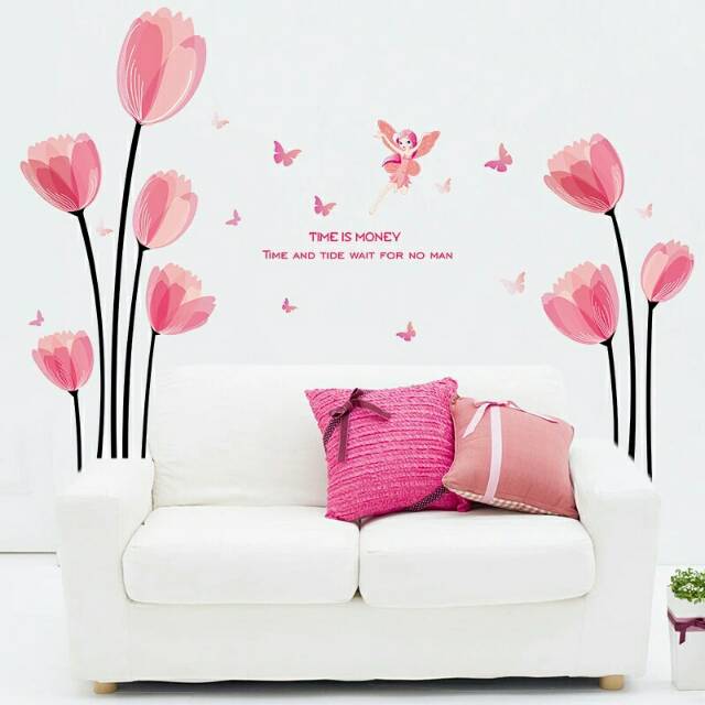 RELIZA WALL STICKER BUNGA TULIP FLOWER SK9076 STIKER DINDING