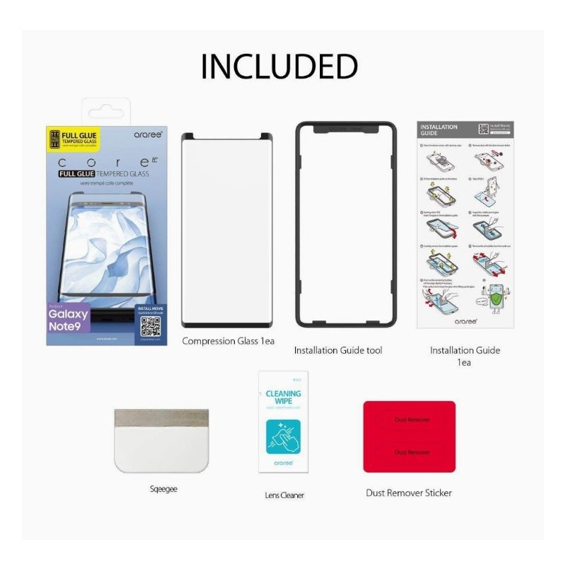 SAMSUNG ARAREE CORE TEMPERED GLASS FULL GALAXY NOTE 9 SCREEN PROTECTOR NOTE9 HARGA PROMO!