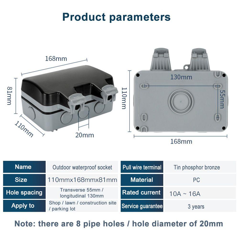 POPULAR Stop Kontak Double Switched UK Colokan IP66 13A 2gang Power Socket