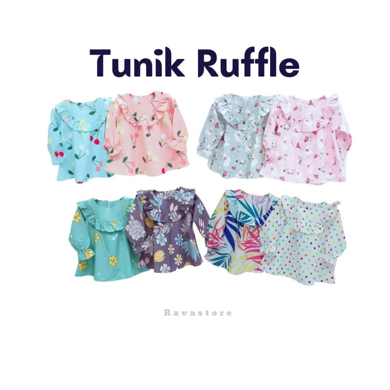 Tunik Anak Katun Top Tunik Ruffle Anak