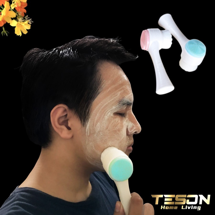 Sikat Pembersih Wajah 2 Sisi Silikon Alat Cuci Muka Facial Brush Teson HomeLiving