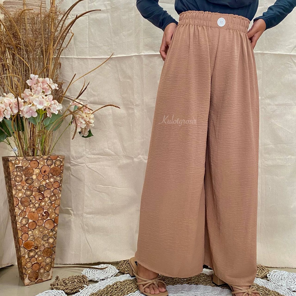 CRINKLE AIRFLOW LOOSE PANTS VARIASI KANCING/KULOT CRINKLE AIRFLOW HIGHWAIST