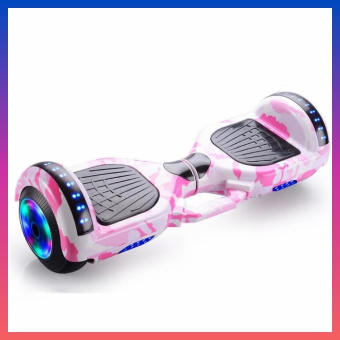 {OktaStore} New Model Hoverboard Bluetooth LED / Smart Balance 6.5inch Wheel - Pink Army batre biasa